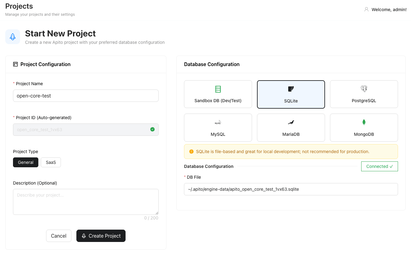 Apito Project Creation